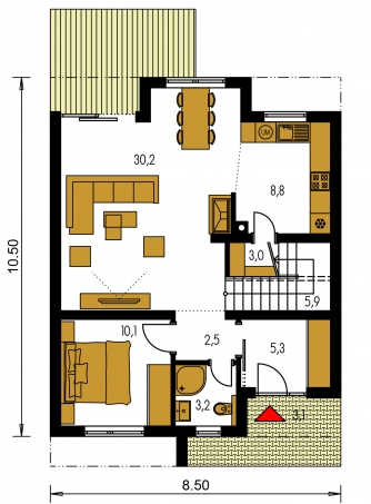 Mirror image | Floor plan of ground floor - RAD 1